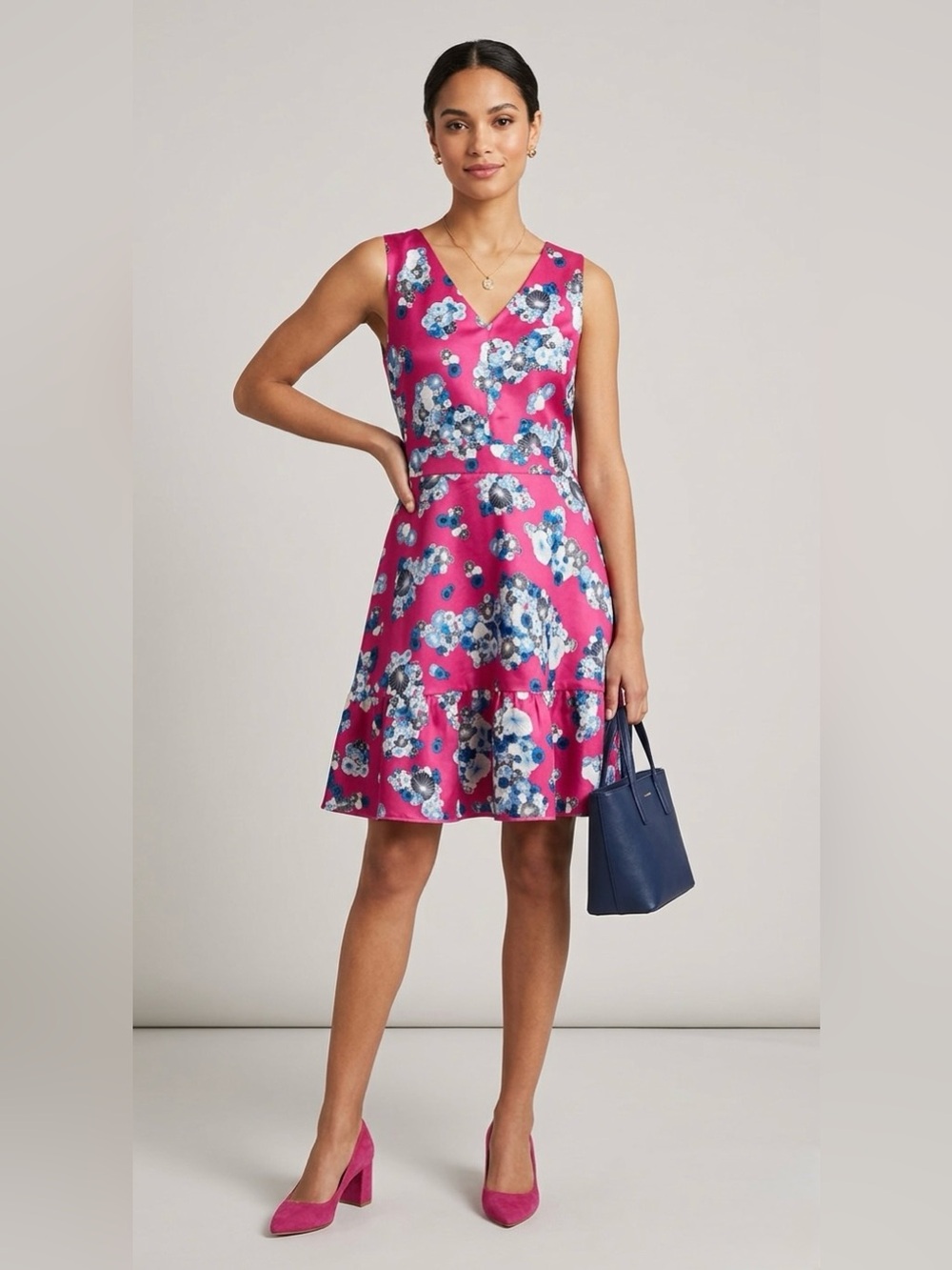 Diane von Furstenberg Silk Floral Ruffle-Hem Dress